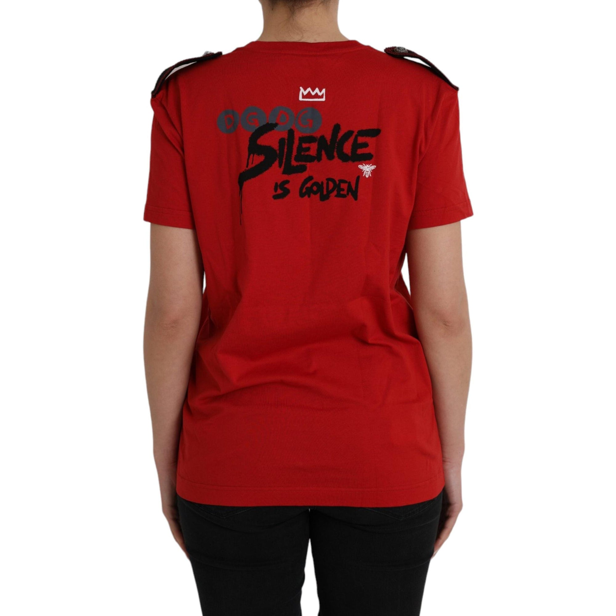 Dolce &amp; Gabbana Red Cotton Graphic Print Crew Neck T-shirt