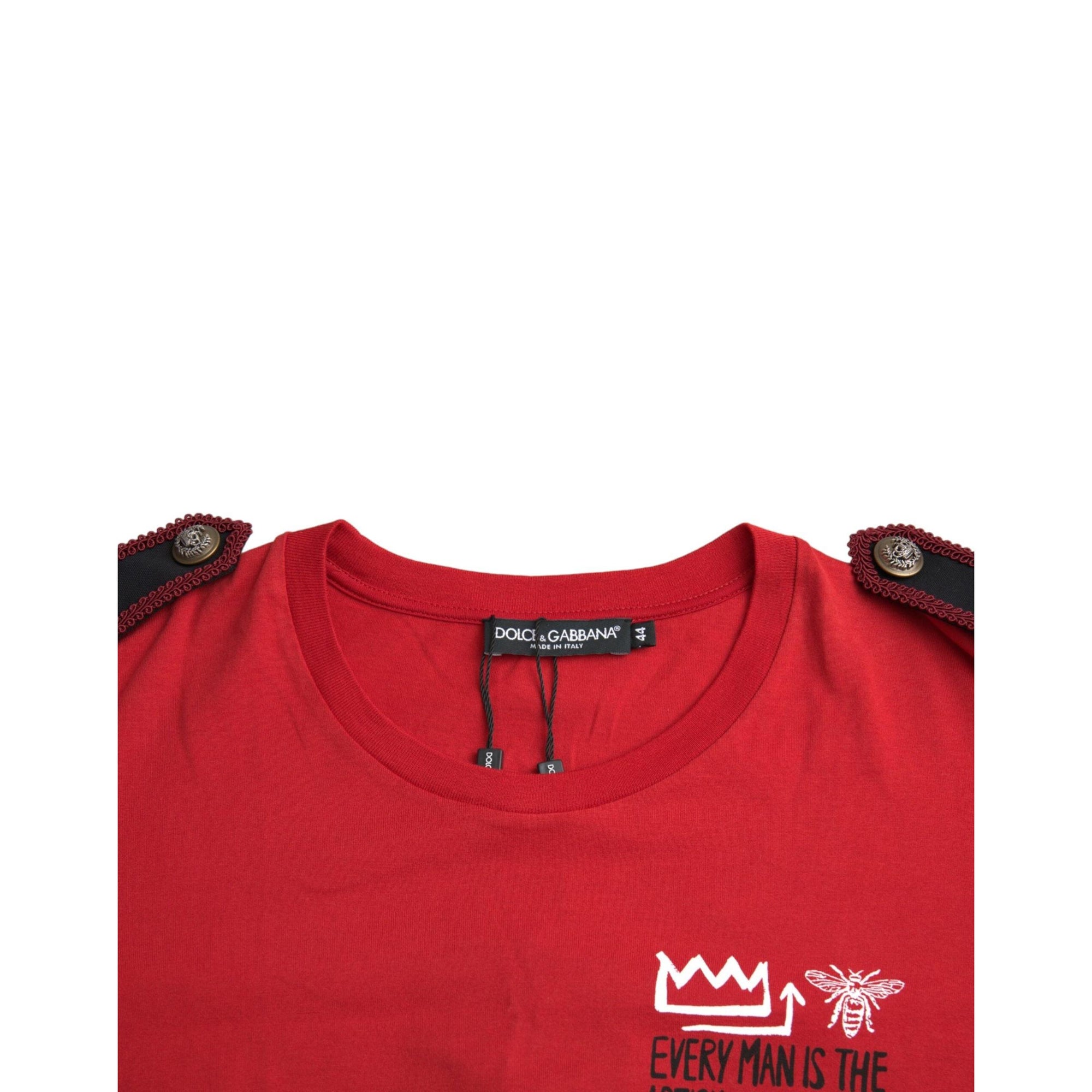 Dolce &amp; Gabbana Red Cotton Graphic Print Crew Neck T-shirt