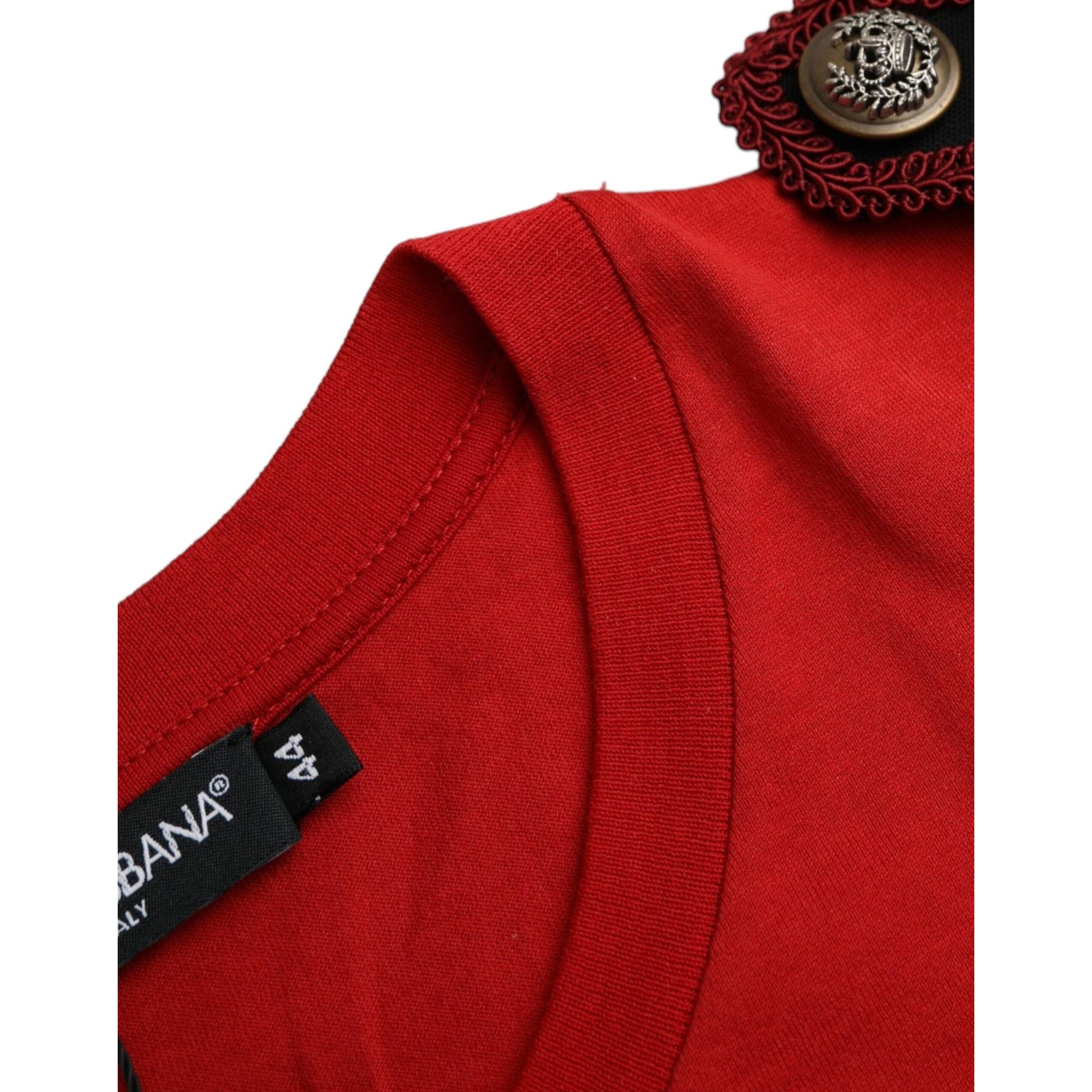 Dolce &amp; Gabbana Red Cotton Graphic Print Crew Neck T-shirt