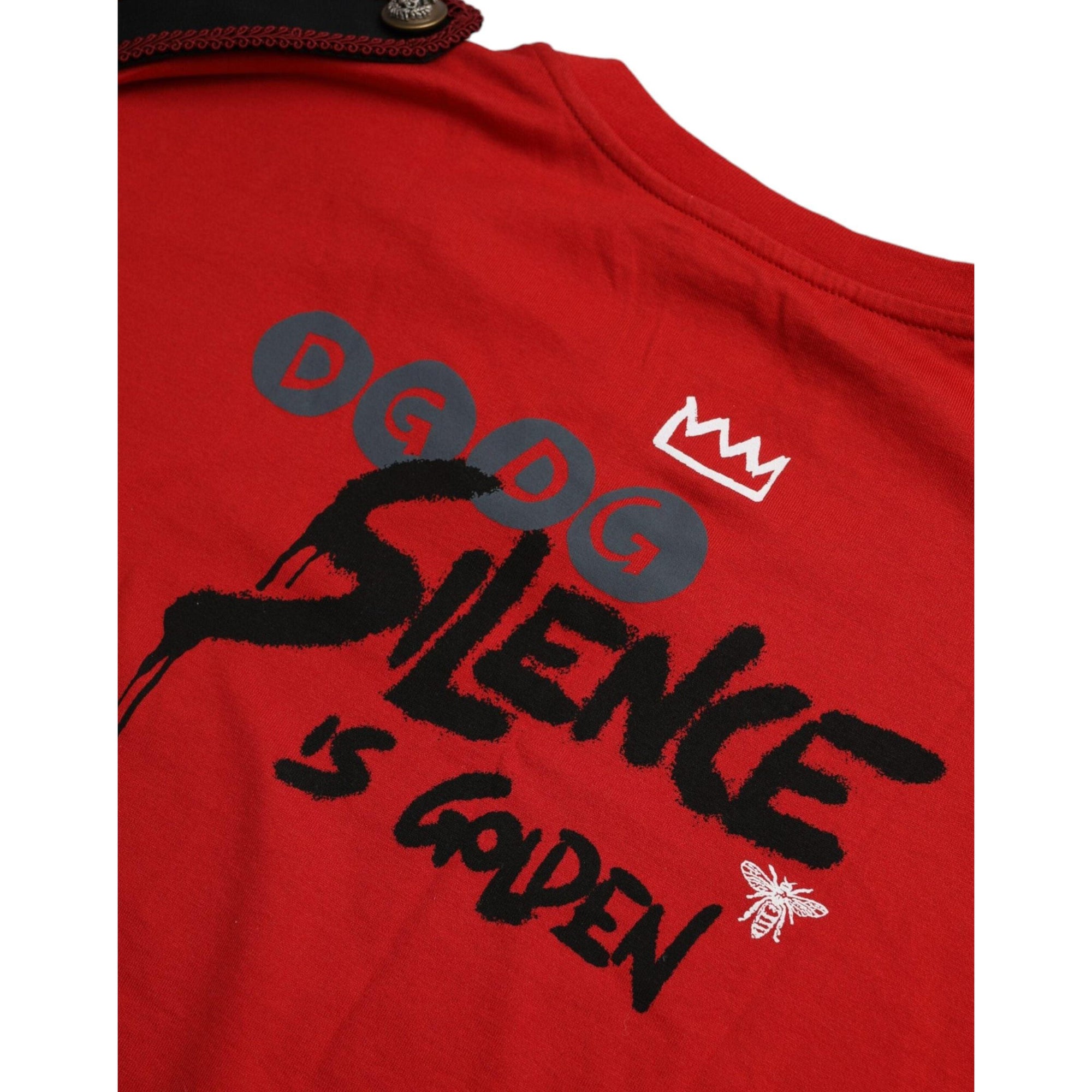 Dolce &amp; Gabbana Red Cotton Graphic Print Crew Neck T-shirt