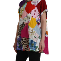 Dolce & Gabbana Multicolor Patchwork Cotton Silk Blouse Top