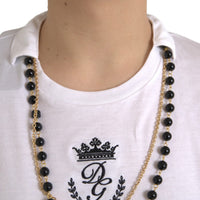 Dolce & Gabbana White Cotton Necklace Short Sleeves T-shirt