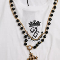 Dolce & Gabbana White Cotton Necklace Short Sleeves T-shirt