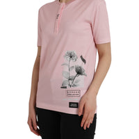 Dolce & Gabbana Pink Floral Print Cotton Short Sleeves T-shirt