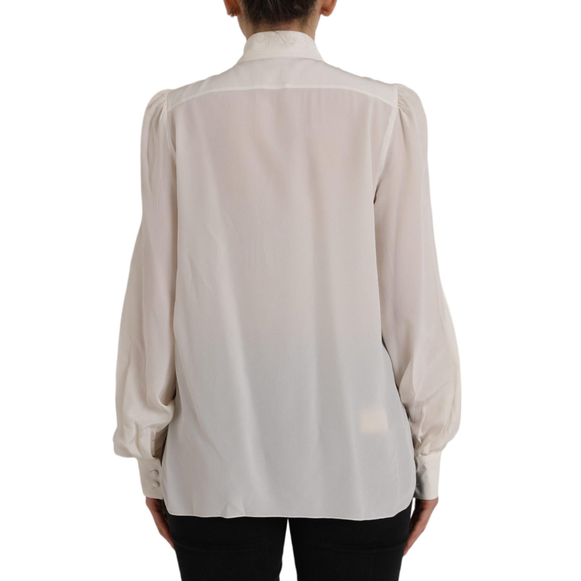 Dolce &amp; Gabbana Off White Long Sleeve Button Down Blouse Top