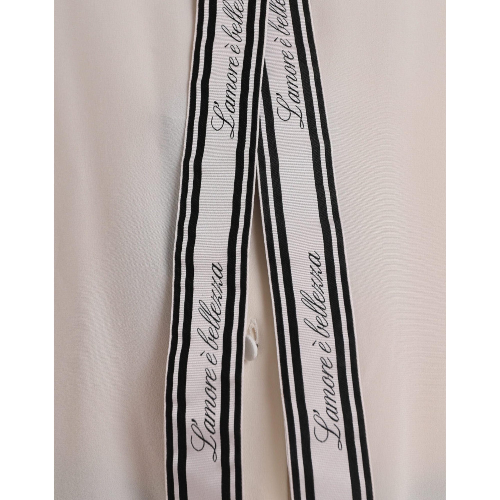 Dolce &amp; Gabbana Off White Long Sleeve Button Down Blouse Top
