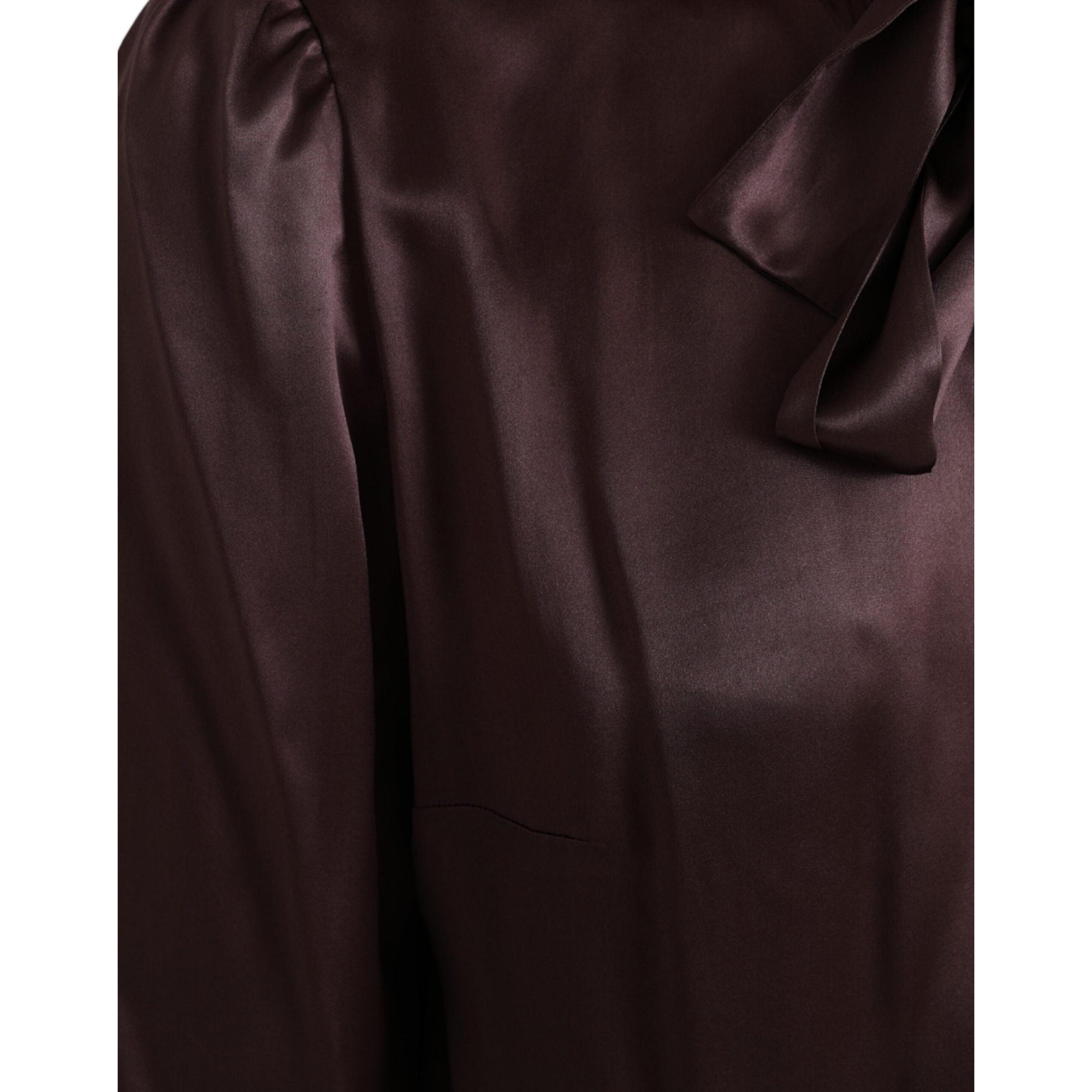 Dolce &amp; Gabbana Brown Ascot Collar Long Sleeve Top Blouse