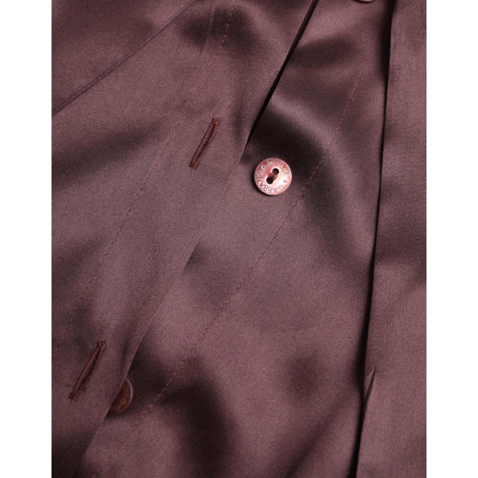 Dolce &amp; Gabbana Brown Ascot Collar Long Sleeve Top Blouse