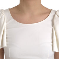 Dolce & Gabbana White Viscose Round Neck Short Sleeves Top