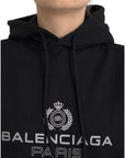 Balenciaga Black Cotton Logo Hooded Pullover Sweatshirt Sweater