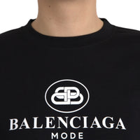 Balenciaga Black Cotton Logo Crew Neck Short Sleeves T-shirt