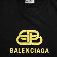 Balenciaga Black Cotton Logo Crew Neck Short Sleeves T-shirt