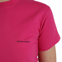 Balenciaga Pink Cotton Crew Neck Short Sleeves Tee Top T-shirt