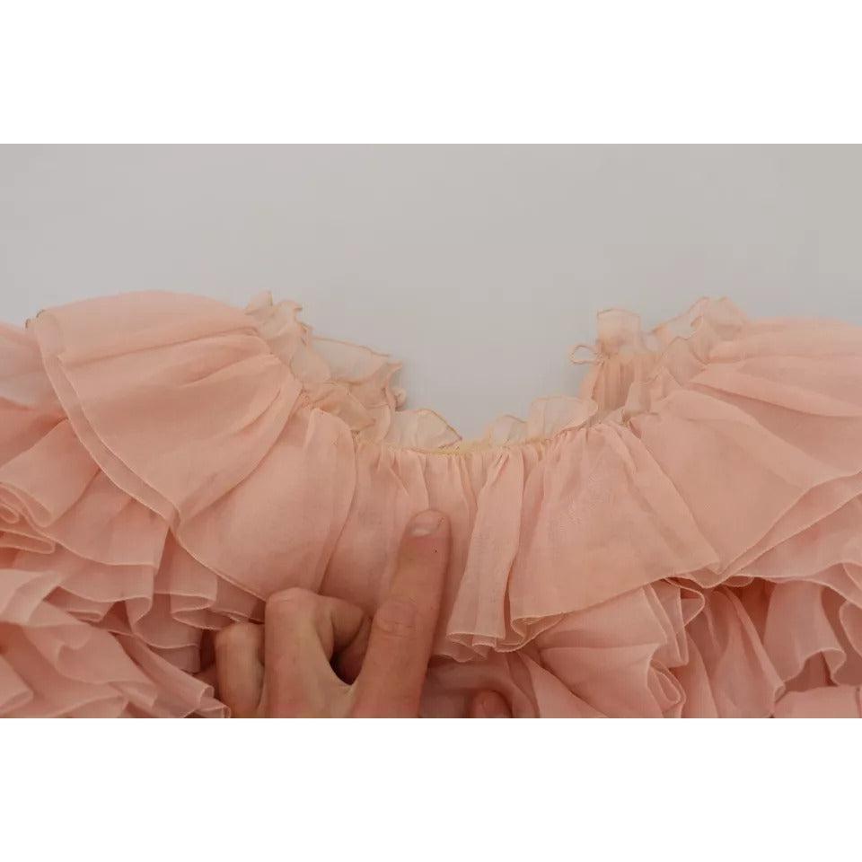 Dolce &amp; Gabbana Pink Ruffles Long Sleeves Pullover Sweater