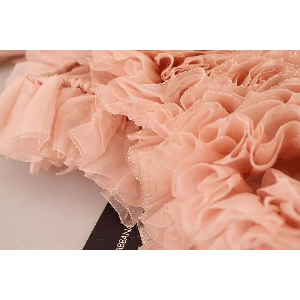 Dolce &amp; Gabbana Pink Ruffles Long Sleeves Pullover Sweater
