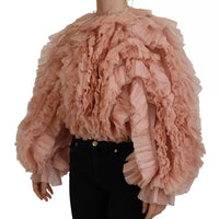 Dolce & Gabbana Pink Ruffles Long Sleeves Pullover Sweater