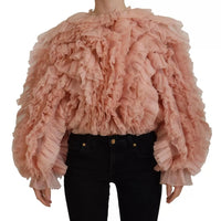 Dolce & Gabbana Pink Ruffles Long Sleeves Pullover Sweater