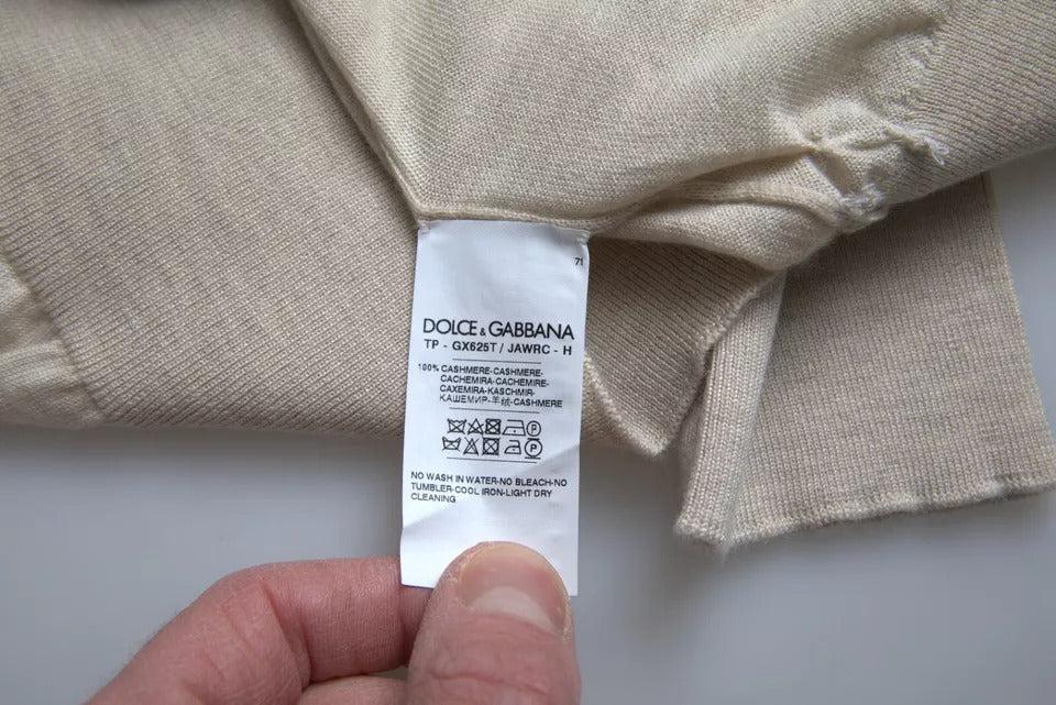 Dolce &amp; Gabbana Pullover Beige Cashmere Turtleneck Sweater