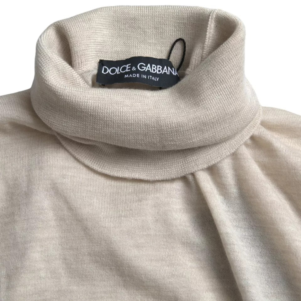 Dolce &amp; Gabbana Pullover Beige Cashmere Turtleneck Sweater