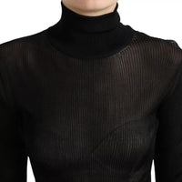 Dolce & Gabbana Black Viscose Turtle Neck Pullover Sweater