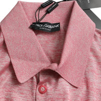 Dolce & Gabbana Pink Polyester Collared Men Pullover Sweater