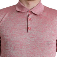 Dolce & Gabbana Pink Polyester Collared Men Pullover Sweater