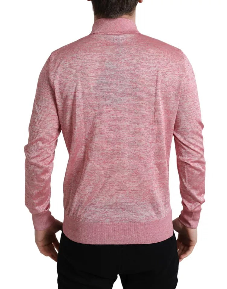 Dolce & Gabbana Pink Polyester Collared Men Pullover Sweater