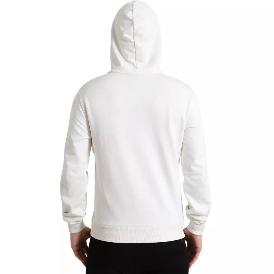 Dolce & Gabbana White Caesar Cotton Hooded Pullover Sweater