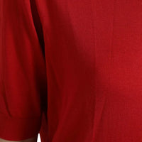 Dolce & Gabbana Red Silk Crewneck Short Sleeve Sweater