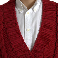 Dolce & Gabbana Red Wool Knit Button Down Cardigan Sweater