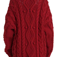 Dolce & Gabbana Red Wool Knit Button Down Cardigan Sweater