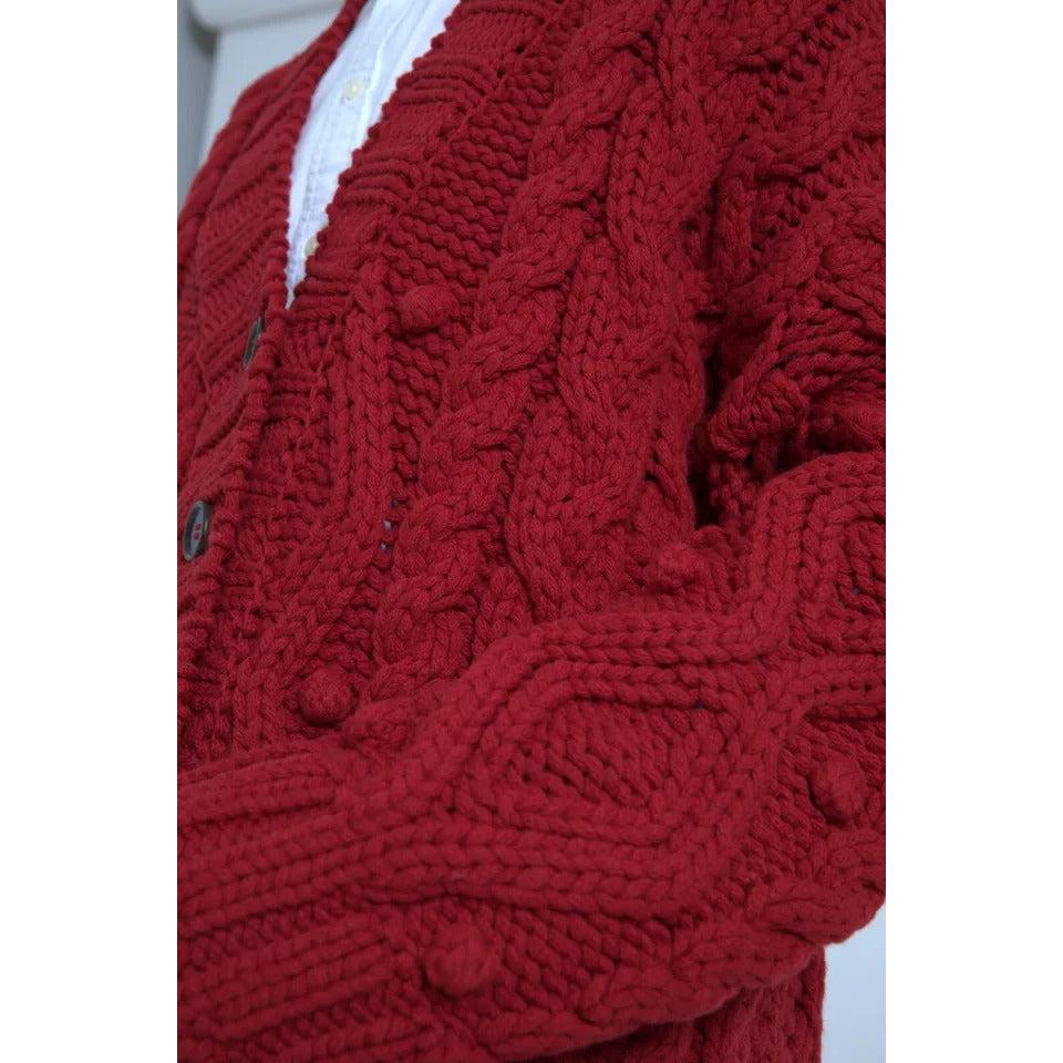 Dolce &amp; Gabbana Red Wool Knit Button Down Cardigan Sweater