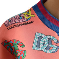 Dolce & Gabbana Salmon Pink Logo Print Sweatshirt Sweater