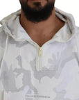 Dolce & Gabbana White Camouflage Hooded Sweatshirt Sweater