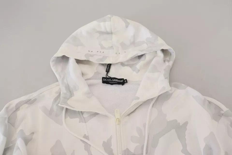 Dolce &amp; Gabbana White Camouflage Hooded Sweatshirt Sweater