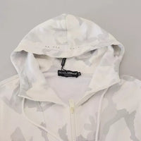 Dolce & Gabbana White Camouflage Hooded Sweatshirt Sweater