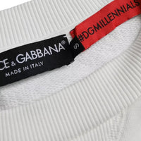 Dolce & Gabbana White Embossed Logo Cotton Men Sweatshirt Sweater