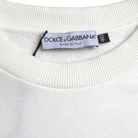 Dolce & Gabbana White Logo Cotton Crew Neck Pullover Sweater