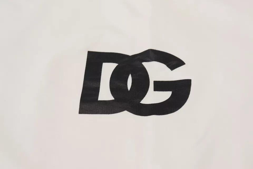 Dolce &amp; Gabbana White Logo Cotton Crew Neck Pullover Sweater