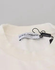 Dolce & Gabbana White Logo Cotton Crew Neck Pullover Sweater