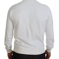 Dolce & Gabbana White Logo Cotton Crew Neck Pullover Sweater