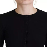 Dolce & Gabbana Black Button Down Slim Cardigan Wool Sweater