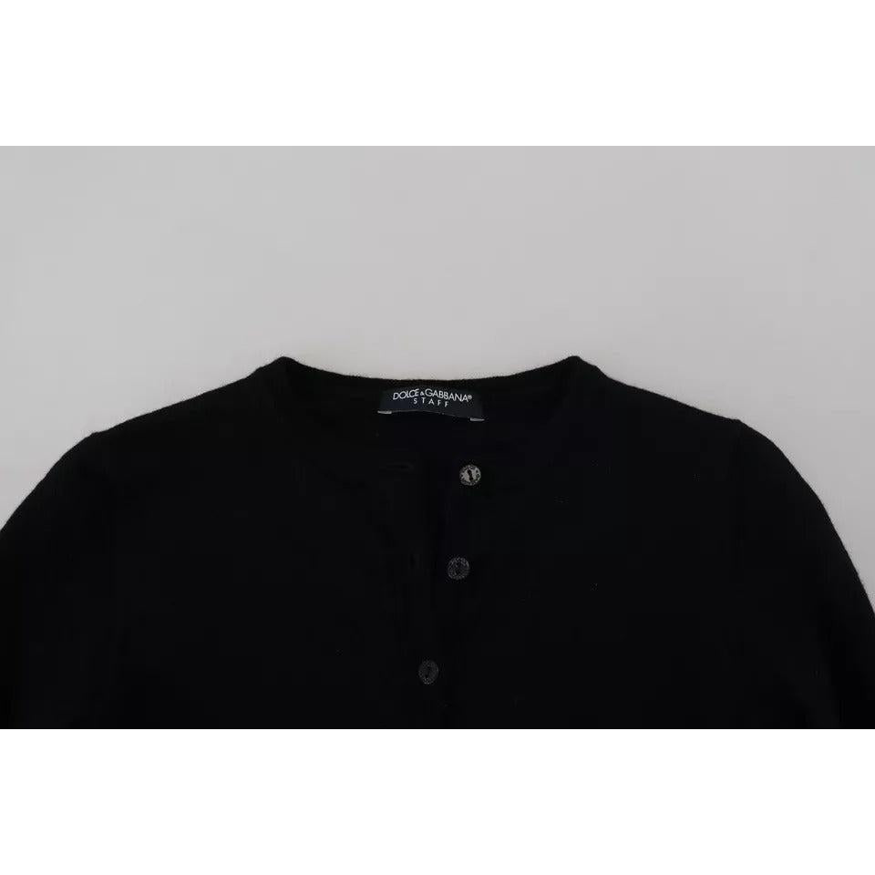 Dolce &amp; Gabbana Black Button Down Slim Cardigan Wool Sweater