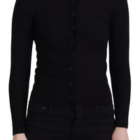 Dolce & Gabbana Black Button Down Slim Cardigan Wool Sweater