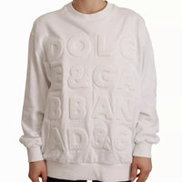 Dolce & Gabbana White Logo Embossed Cotton Sweatshirt Sweater