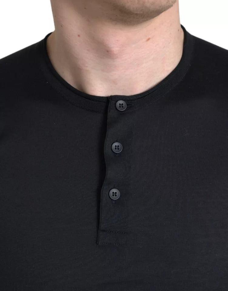 Dolce &amp; Gabbana Black Buttoned Roundneck Short Sleeve T-shirt