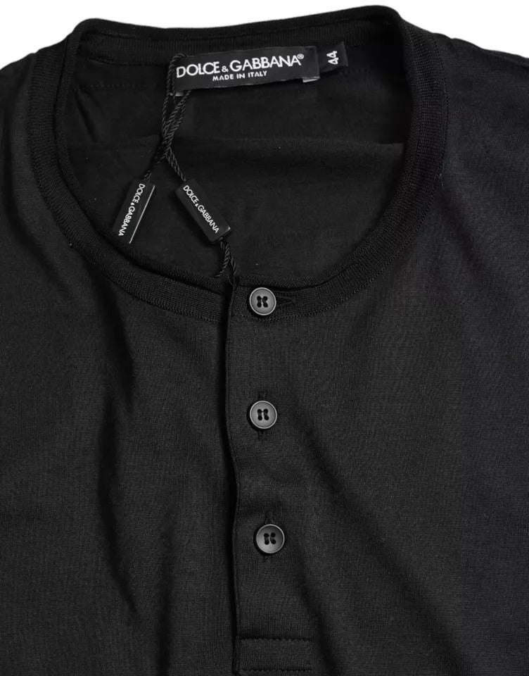 Dolce &amp; Gabbana Black Buttoned Roundneck Short Sleeve T-shirt