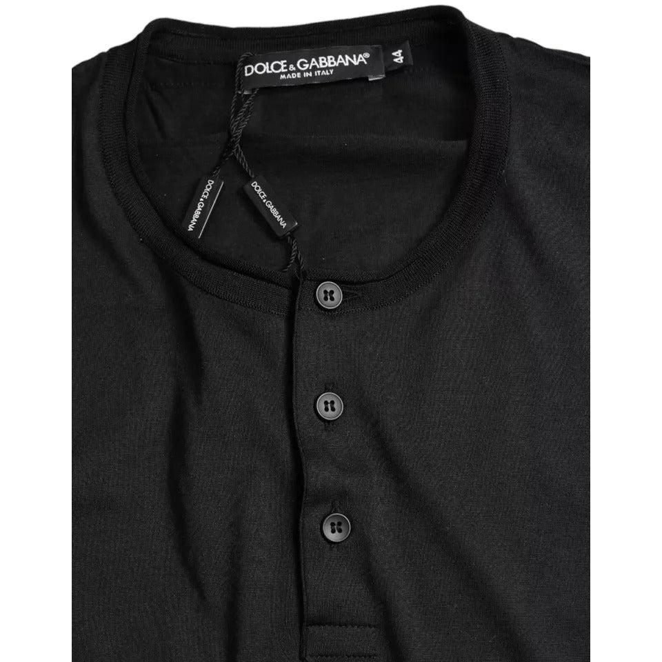 Dolce &amp; Gabbana Black Buttoned Roundneck Short Sleeve T-shirt