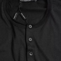 Dolce & Gabbana Black Buttoned Roundneck Short Sleeve T-shirt