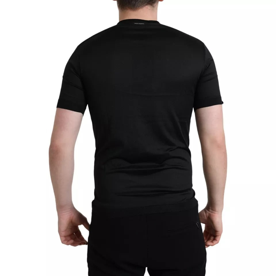 Dolce & Gabbana Black Buttoned Roundneck Short Sleeve T-shirt